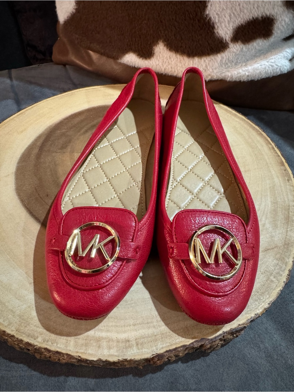 Michael Kors Red Leather MK Logo Loafers